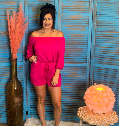 Off Shoulder Romper with Pockets