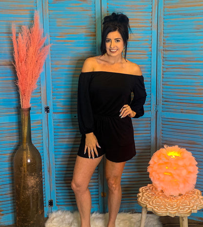 Off Shoulder Romper with Pockets